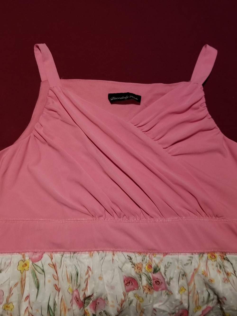 Disorderly Kids Pink Ruched Bodice With a White Floral Embroidered Skirt